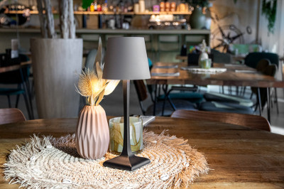 Securit Lampe de bureau LED rechargeable MILAN, noir/taupe