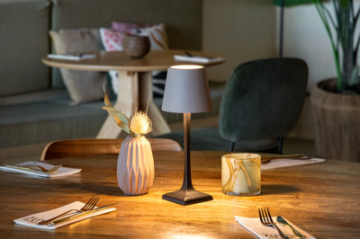 Securit Lampe de bureau LED rechargeable MILAN, noir/taupe