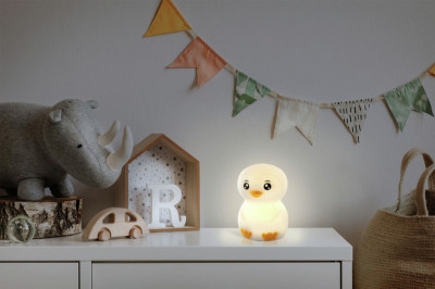 ANSMANN Veilleuse en silicone Pingouin Léon, Blanc