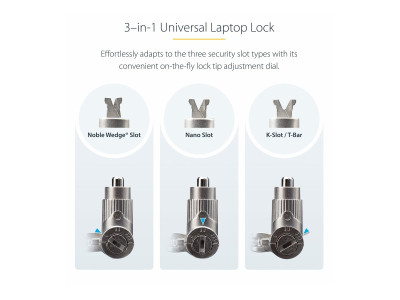 Startech : ANTIVOL UNIVERSEL 3-EN-1 COMP ATIBLE NOBLE WEDGE/NANO/K-SLOT