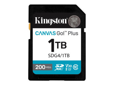 Kingston : 1TB SDXC CANVAS GO PLUS 200R GEN4 C10 UHS-I U3 V30 200MB/S