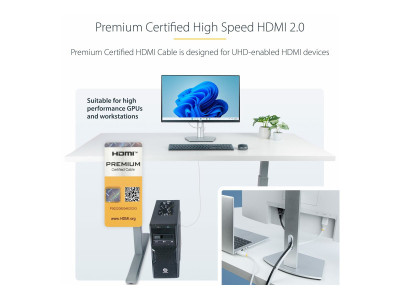 Startech : CABLE HDMI HAUT DEBIT CERTIFIE PREMIUM de 3M 4K 60HZ HDR10