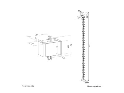 Neomounts : CABLE SPINE ORGANIZER pour SIT/STAND DESK FRAMES CLAMP MOUN