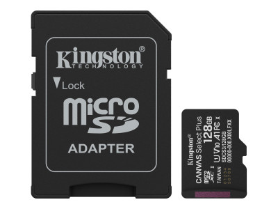 Kingston : 128GB MICROSDXC CANVAS SELECT+ GEN3 150MB/S A1 card + ADAPTER