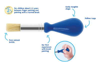 Brosse pour tout-petits Pelikan avec manche en bouton, bleue