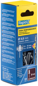 Rapid Rivet aveugle universel, 4,0 x 18 mm, en aluminium
