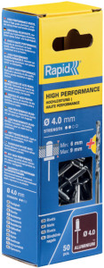 Rapid Rivet aveugle universel, 4,0 x 18 mm, en aluminium