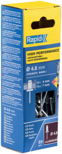 Rapid Rivet aveugle universel, 4,0 x 18 mm, en aluminium
