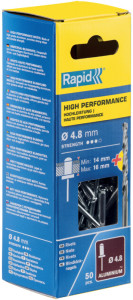 Rapid Rivet aveugle universel, 4,0 x 18 mm, en aluminium