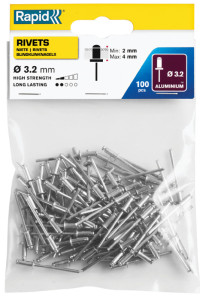 Rapid Rivet aveugle standard, 3,2 x 8 mm, en aluminium