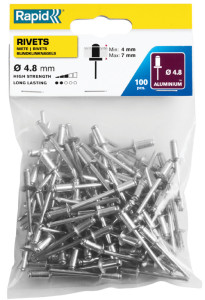 Rapid Rivet aveugle standard, 3,2 x 8 mm, en aluminium