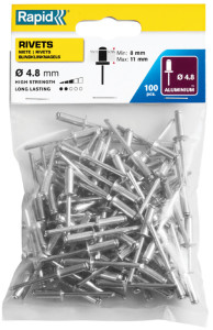 Rapid Rivet aveugle standard, 3,2 x 8 mm, en aluminium