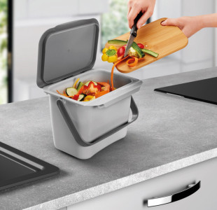 metaltex Poubelle bio Bintex, avec couvercle, gris