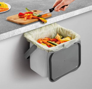 metaltex Poubelle bio Bintex, avec couvercle, gris