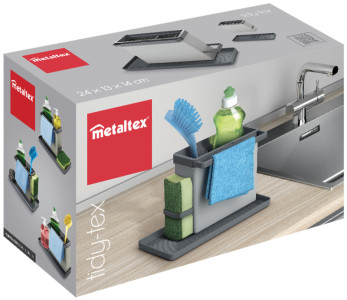metaltex Rangement pour évier Tidytex, plastique, gris