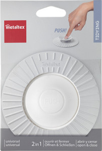 metaltex Bouchon d'évier universel, silicone, blanc
