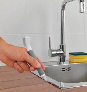 metaltex Brosse/grattoir 2 en 1 pour joints, blanc/gris