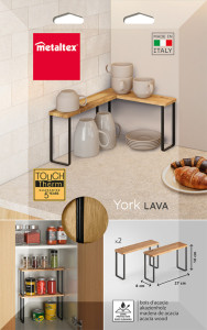 metaltex Étagère à épices York LAVA, 1 niveau, set de 2