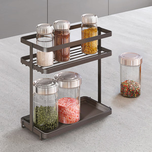 metaltex Étagère à épices Tokyo LAVA, 2 niveaux, noir mat