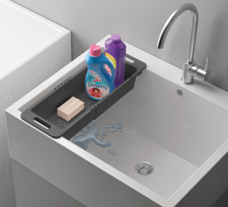 metaltex Égouttoir Drain-Flex, extensible, plastique, gris