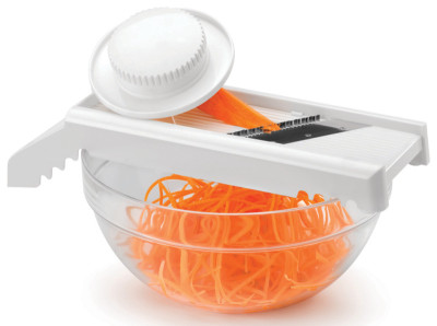 metaltex Mandoline universelle Mandolino, 4 inserts, blanc