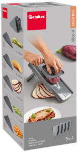 metaltex Mandoline universelle Slice-V, 5 inserts, gris