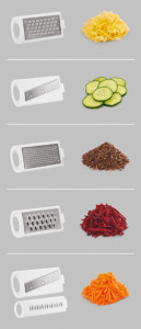 metaltex Mandoline multi-usage Mandolino, 5 râpes, blanc