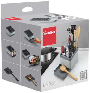 metaltex Rangement pour ustensiles de cuisine Utiltex, gris