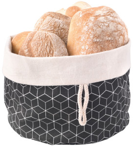 metaltex Corbeille à pain pliable, coton, noir/beige