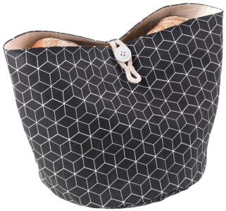 metaltex Corbeille à pain pliable, coton, noir/beige