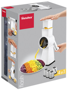 metaltex Mandoline Flash, 4 inserts, blanc/inox