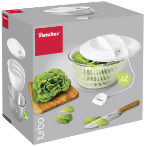 metaltex Essoreuse à salade Turbo, avec cordon, blanc