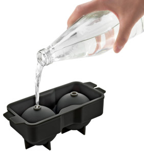 metaltex Bac à glaçons, en silicone, pour 2 glaçons, noir