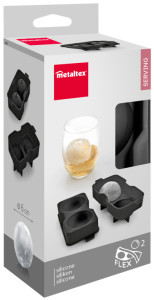 metaltex Bac à glaçons, en silicone, pour 2 glaçons, noir