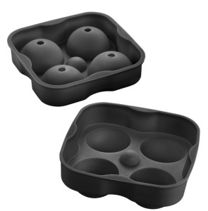 metaltex Bac à glaçons, en silicone, pour 4 glaçons, noir