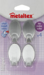 metaltex Crochet adhésif Lilliput, set de 4, ovale, inox