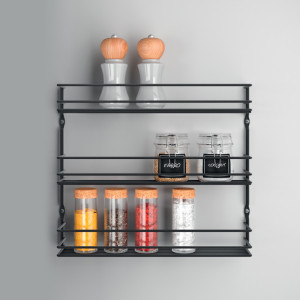 metaltex Étagère à épices Pepito 3 LAVA, 3 niveaux, noir mat