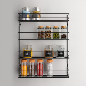 metaltex Étagère à épices Pepito 4 LAVA, 4 niveaux, noir mat