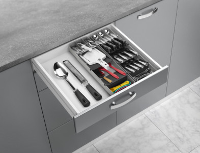 metaltex Range-couverts Uni-Fit, plastique, gris