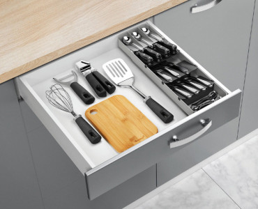 metaltex Range-couverts Uni-Fit, plastique, gris