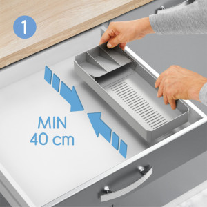 metaltex Range-couverts Uni-Fit, plastique, gris