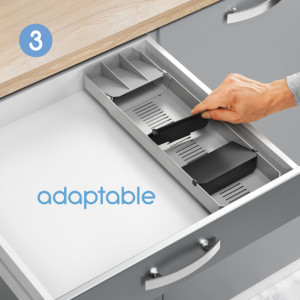 metaltex Range-couverts Uni-Fit, plastique, gris