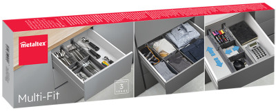 metaltex Organiseur de tiroir Multi-Fit, ABS, gris