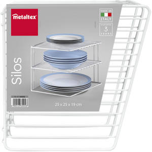 metaltex Étagère d'angle Silos,  2 niveaux, blanc