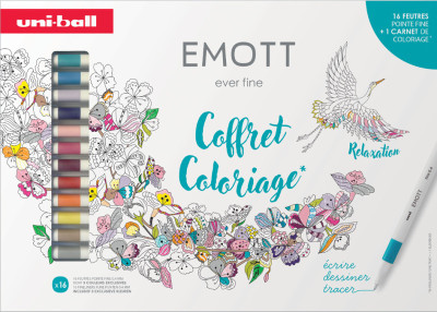 uni-ball Feutre EMOTT, étui carton de 16 pièces