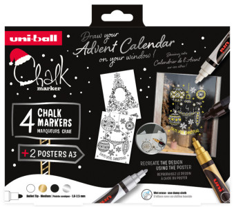 uni-ball Marqueur craie Chalk marker, coffret Noël SCANDI