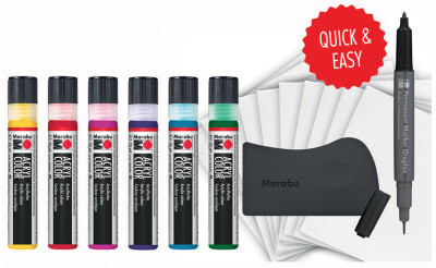 Marabu Acrylfarbe Acryl Color Squeegee Art Set Pastel