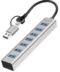 LogiLink USB 3.0 Hub, 7-Port, 7x USB-A, silber