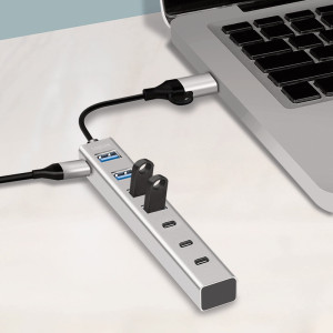 LogiLink USB 3.0 Hub, 7-Port, 4x USB-A / 3x USB-C, silber