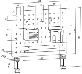 LogiLink Organiseur de bureau avec panneau perforé, blanc